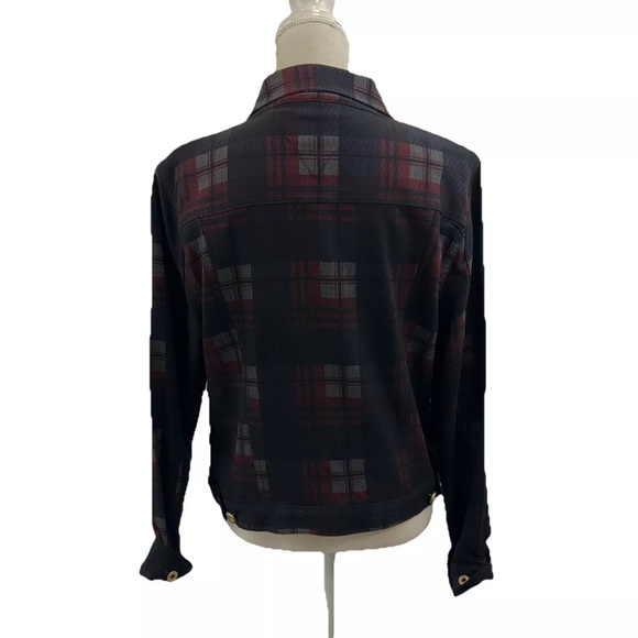 Tommy Hilfiger Jacket Womens Large Plaid Trucker Button Front Preppy Casual - Picture 4 of 9